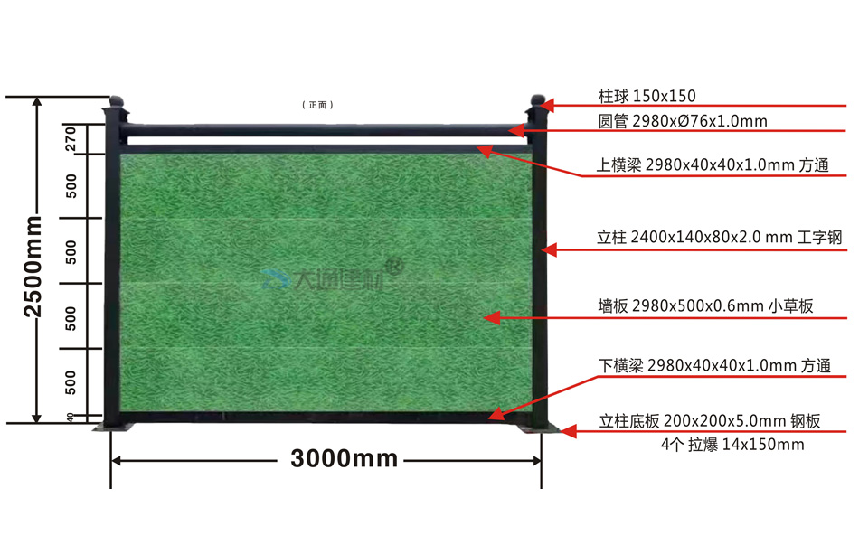  2米5高C类小草绿围挡-C款围挡小草绿